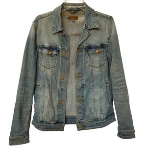 ASOS Oversized Women's Light Wash Denim Jacket Copper Triangle Buttons XS